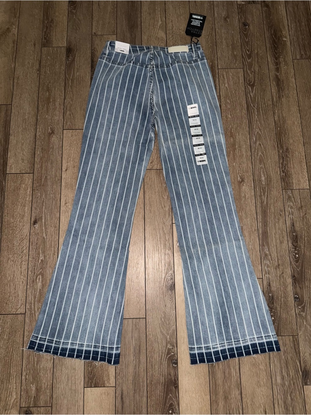 NEW ROCK & ROLL DENIM HIGH RISE EXTRA STRETCH
STRIPED TROUSER FLARE JEANS 29x32 - Picture 5 of 16